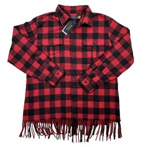 NWT Polo Ralph Lauren Fringe-Trim Plaid Shirt in Red Black Buffalo Check Size XL